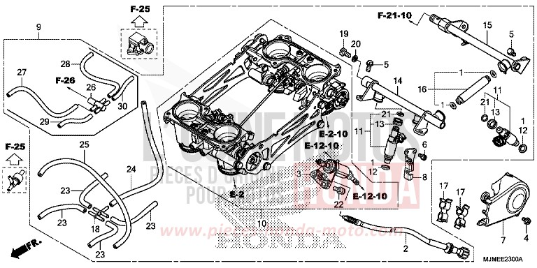 DROSSELKLAPPENGEHAEUSE von VFR800X "Crossrunner" CANDY PROMINENCE RED (R342) von 2017